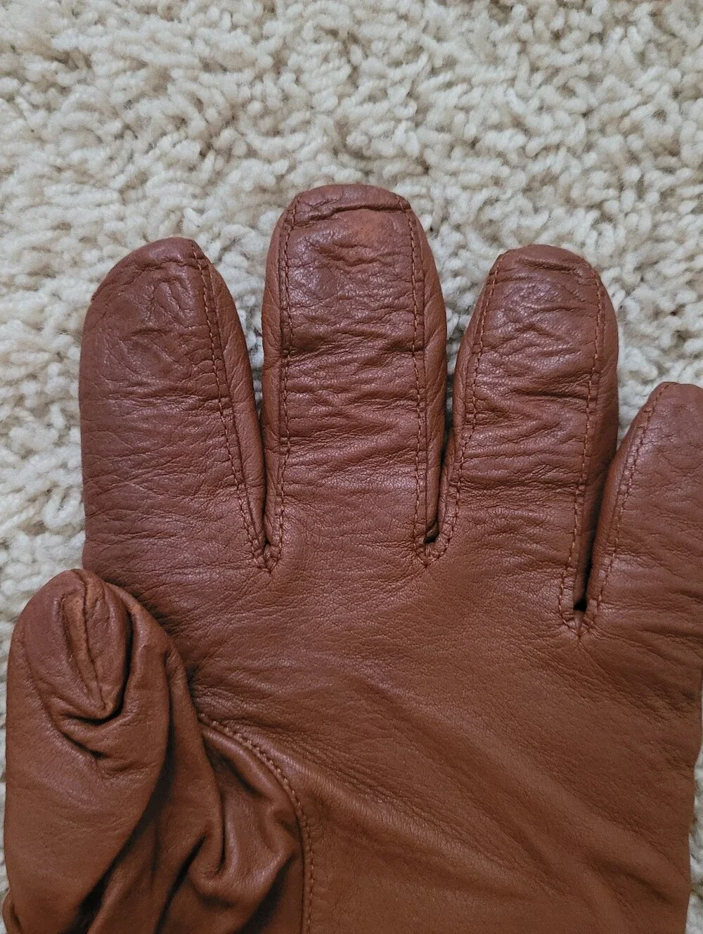 L.L. Bean Womens Brown Sheepskin Leather Gloves M Wool Cashmere Lined